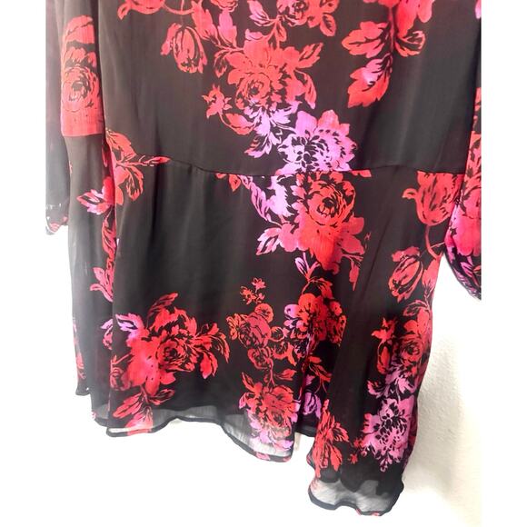 Harper 241 Floral Dress Black Red Large Womens Cocktail Party Cruise Church Chic - Picture 3 of 9